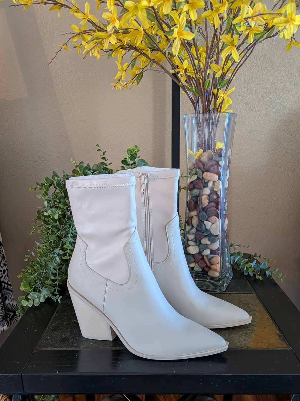 NWT! Steve Madden Women's Thorn Western Mid-Calf Booties in BONE Size 9.5M